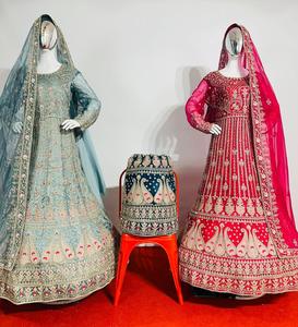 Ensemble de mariée complet Lehenga Choli en tissu Twinkle Net, richement orné, disponible en 16 couleurs traditionnelles et vibrantes pour adultes, vêtements indiens - Product Image 1