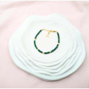 18K Gold Fine <b>Charm</b> Bracelet with Emerald Corundum - Product Image 4