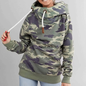 Women's Casual <b>Green</b> Camo Pullover Hoodie Streetwear breathable Cotton Fleece Cowl Neck Hooded Sweatshirt <b>Top</b> - Product Image 1