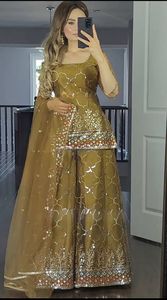 Mới Nhất Ấn Độ Thêu Sharara Gharara Kurti Set, Georgette Vải Tuyệt Đẹp Pakistan Thiết Kế Tùy Chỉnh Dân Tộc Mặc Bán Buôn - Product Image 3