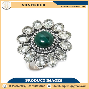 925 argent Sterling massif 100% naturel Malachite Cabochon pierre précieuse bijoux fins bague de fiançailles en gros OEM & ODM pierre de naissance - Product Image 2