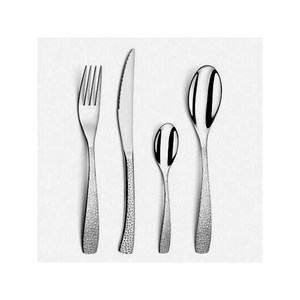 Vaisselle de luxe en métal argenté, plat, léger, manche martelé, couverts en acier inoxydable à motif laser, couverts, ensemble de mariage - Product Image 1