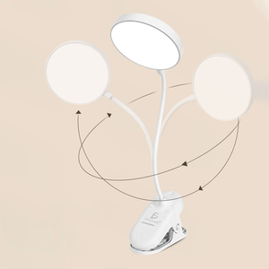 Lampe LED à batterie rechargeable avec éclairage flexible, design minimaliste et corps en plastique blanc, abat-jour blanc - Product Image 2