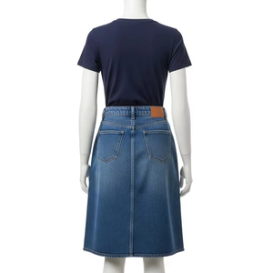 Respirant uni teint peigné femmes jupe élégant tenue de bureau tissu doux longueur au genou taille haute formel affaires jupe décontractée - Product Image 5