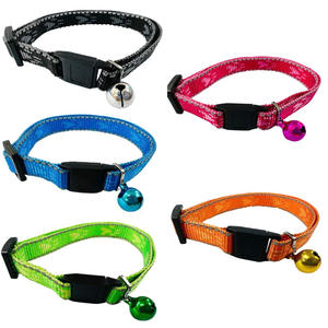 Customized 10mm Nylon Jacquard Cat <b>Collar</b> with Reflective Stripe Personalized Webbing Detail - Product Image 1