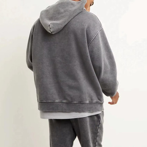 เสื้อฮู้ดสำหรับผู้ชายผ้าคอตตอนทรงหลวมโอเวอร์ไซส์ผ้า100% ปักโลโก้สำหรับผู้ชาย - Product Image 2