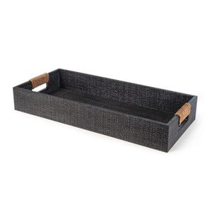 Plateau de service carré en bois noir au design industriel moderne pour la décoration de la cuisine, le petit-déjeuner, l'utilisation au lit et les services hôteliers - Product Image 4