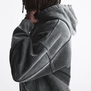 Boxy Vintage Wash Hoodie <b>Men</b> 100% Cotton Oversized Drop Shoulder Streetwear Heavyweight <b>Pullover</b> Blank French Terry Hoodies - Product Image 4