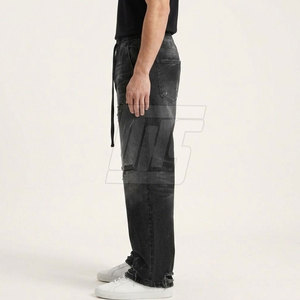 Pantalon décontracté déchiré pour homme avec cordon de serrage, en coton délavé, coupe décontractée, style streetwear, pour le quotidien - Product Image 5