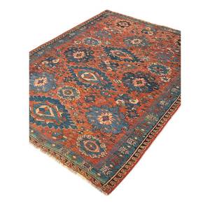 Alfombra de Lana Anudada a Mano de Gran Tamaño Aalam, Diseño Abstracto con Medallón Rojo Naranja, Rectangular, para Pasillo, Entrada, Hogar - Paem-429 - Product Image 2