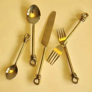 Ensemble de couverts or ensemble de couverts couteau à dîner en acier inoxydable cuillère fourchette maison cuisine restaurant vaisselle mariage événement décor 2024 - Product Image 6