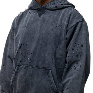 Sudadera con Capucha de Algodón de Alta Calidad, Lavada con Ácido, Serie High Street, Sudadera Lavada a la Piedra, Estilo Vintage, Transpirable, Informal - Product Image 2