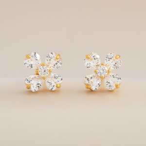 Vintage 92.5 <b>Silver</b> <b>Stud</b> Trendy Classic Flower Pattern Featuring Zircon Sapphire Pearl for Wedding Engagement Party Gift 188410 - Product Image 2