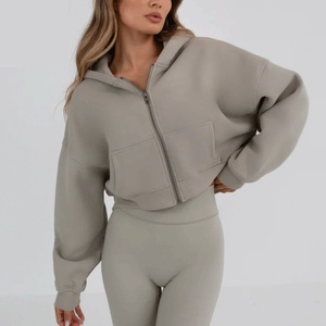 Crop Top con cremallera Sudadera con capucha de alta calidad para mujer Sudaderas con cremallera Streetwear Pullover Crop Top Hoodies - Product Image 2