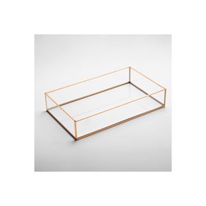 25x15x6cm Bakır Rose Cam Tepsi Makyaj Organizer Damat Kahvesi Sunum Düğün Nişan Söz Organizasyon