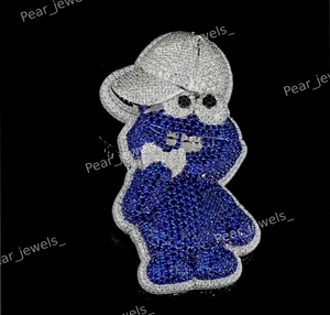 Pendentif de luxe Hip Hop en argent 925, serti de diamants Moissanite VVS, design de dessin animé personnalisé, pour les soirées. - Product Image 3