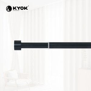 KYOK Modern Black <b>Curtain</b> Pole with <b>Rings</b> Round Design for Living Room Easy Installation 0.75-0.99 Inch Diameter - Product Image 1