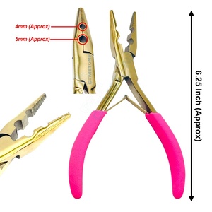 Alicates Profesionales de 2 Orificios para Extensiones de Cabello Doradas |   Herramienta de Cierre y Prensado para Extensiones de Cabello con Anillos Nano y Micro |   Pinza para Extensiones de Cabello - Product Image 1