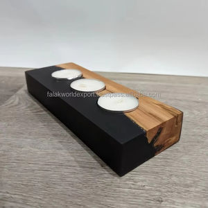 Gran oferta, portavelas hecho a mano de diseño único de madera de resina epoxi o soporte de luz de té de resina y madera, decoración del hogar hecha en India FWE - Product Image 2
