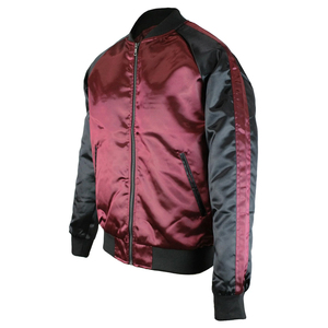 Hommes Contraste Deux Satin Vestes Simple Bouton Baseball Col Bomber Flight Jacket Manteau Haute Qualité Toile Imperméable Rapide - Product Image 2