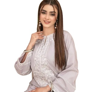 Vestido de seda de algodón/césped con estampado Digital de estilo pakistaní Shalwar Kameez bordado para damas de calidad superior para bodas indias - Product Image 1