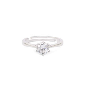 Anillo de diamante solitario de plata de 1,5 quilates ajustable Joyería elegante y elegante - Product Image 1