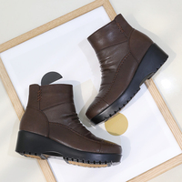 [JSHOE] Sepatu Boots Wanita Kulit Sapi Berlapis Bulu Domba Model Wedge Nyaman untuk Berjalan di Musim Dingin