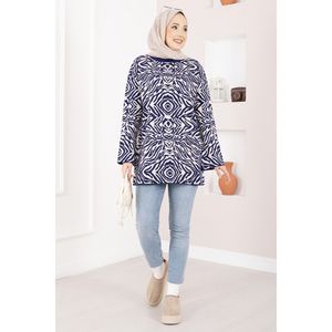 Pull en tricot bleu marine à motif zèbre, respirant, style décontracté, fleurs brodées, animaux, anime, saison hivernale, paillettes - Product Image 1
