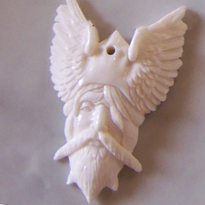 Pendentif sculpté en os, style religieux, tête blanche, bijoux en coquillage, motif artistique, bijoux sculptés - Product Image 2