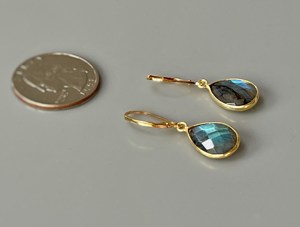 Mode élégant classique Labradorite Vintage 925 argent boucle d'oreille naturel lisse qualité boucle d'oreille cadeau pour dames fête de mariage - Product Image 4