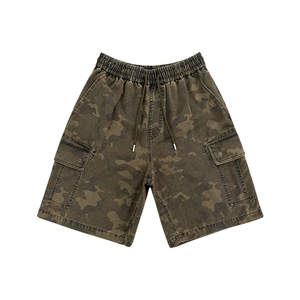 Pantalones cortos Cargo de algodón 100% para hombre de alta calidad, pantalones cortos holgados con cierre de cordón, pantalones cortos informales con logotipo personalizado estilo Hip Hop - Product Image 1