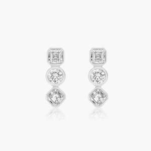 Asscher y pendientes colgantes de diamantes redondos accesorio de joyería elegante de moda - Product Image 1