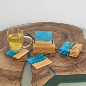 Sous-verres durables en résine de bois faits à la main, matériaux écologiques, conception anti-débordement anti-chaleur, beaux sous-verres en pierre - Product Image 1