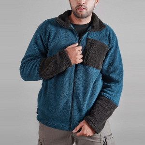 Chaqueta de invierno de color liso con logotipo personalizado y capucha holgada con cremallera, abrigo de invierno de Sherpa de manga larga de gran tamaño, chaqueta polar para hombre - Product Image 1