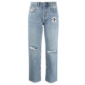 Mujer otoño lavado medio sólido transpirable Regular Fit recto Denim Jeans Color personalizado Vintage 2025 - Product Image 1