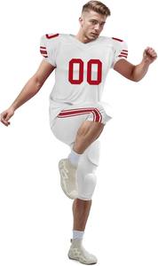 ชุดยูนิฟอร์มอเมริกันฟุตบอลแบบปรับแต่งได้ เสื้อและกางเกงขาสั้น ผลิตจากโพลีเอสเตอร์ 100% ระบายอากาศได้ดี มีไซส์พลัส พร้อมตำแหน่งโลโก้ด้านหน้า - Product Image 3