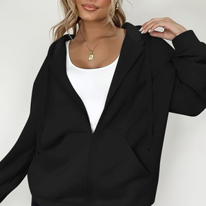 <b>Top</b> Selling Winter Printed Breathable Women <b>Zipper</b> Hoodies Knitted 100% Cotton Full Sleeves Streetwear - Product Image 6