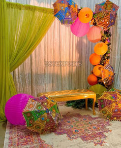 Decoración de Boda Punjabi, Sombrilla Phulkari Multicolor, Portátil, Tamaño y Color Personalizables, Fondo de Boda - Product Image 6