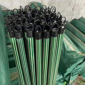 Prix super bon marché vert PVC enduit balai poignées écologique en bois d'eucalyptus avec tête en plastique fabriqué au Vietnam - Product Image 1