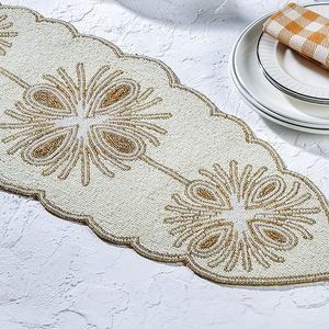 Christmas Decorative and Leaves Design Beaded <b>Runner</b> Placemat <b>Dining</b> <b>Table</b> Fancy Mat Handmade Decorative <b>Runners</b> for Wedding - Product Image 5