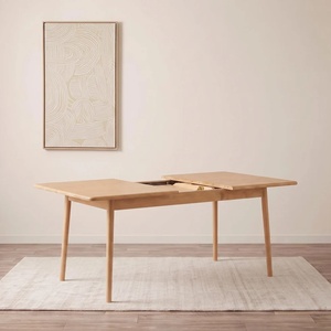 Ensemble de table à manger rectangulaire convertible et extensible en bois de caoutchouc, style rustique/ferme, 6 places, pieds en bois, garantie 12 mois - Product Image 1