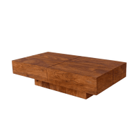 Table basse en bois massif Pindel Handicraft - Design rustique moderne, fabrication artisanale, facile à nettoyer, grande taille, faible hauteur, meubles de salon