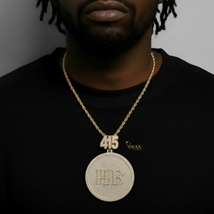 Collier pendentif médaillon personnalisé en argent 925 plaqué or blanc avec diamant de cygne de luxe, diamant de laboratoire cultivé, bijoux tendance hip-hop - Product Image 5