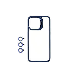 Coque en silicone premium bleu marine Netzy pour iPhone 15 Pro Max 11 Pro 7 Plus, offre protection de l'appareil photo et support intégré - Product Image 1
