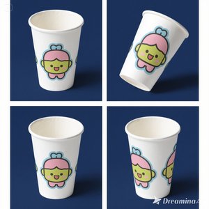 Vaso de papel ecológico 12 oz dibujos animados diseño impreso 100 paquetes desechables y elegantes - Product Image 1