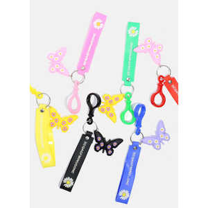 A3shop - Juego de Llaveros de Aleación con Forma de Mariposa Colorida, Mosquetón con Cuentas, Correa de Muñeca de Cuero con Estilo de Dibujos Animados para una Organización Elegante - Product Image 2