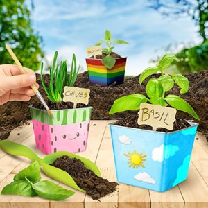 NATIONAL GEOGRAPHIC Kit de culture d'herbes pour enfants-Décorez 3 pots avec peinture et autocollants, ensemble de jardinage pour enfants - Product Image 6