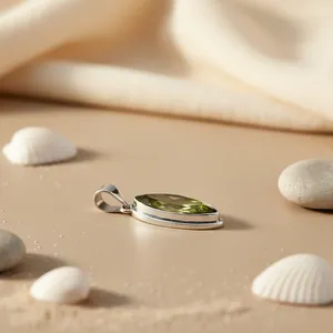 "925 Silver Rose Gold Rhodium Plated <b>Peridot</b> Charm Pendant for Women" - Product Image 2