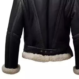 Veste en cuir matelassée imperméable coupe-vent respirante d'hiver avec capuche en fourrure de style safari pour - Product Image 4