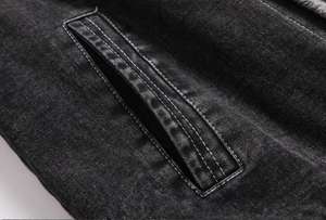 Veste en jean d'hiver pour homme en gros, coupe-vent, épaisse, en polaire, chaude, mode décontractée, col en fourrure - Product Image 6